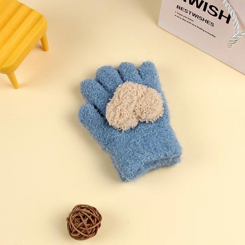 Luvas de Inverno Infantis Fofas de Urso Estilo Coreano - Quentes, À Prova de Frio, Design de Cinco Dedos para Meninos e Meninas