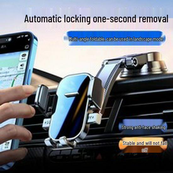 Car Phone Holder with Auto Lock, Suction Cup, Rotating & Adjustable Design for Windshield Navigation and Built-in Air Freshener