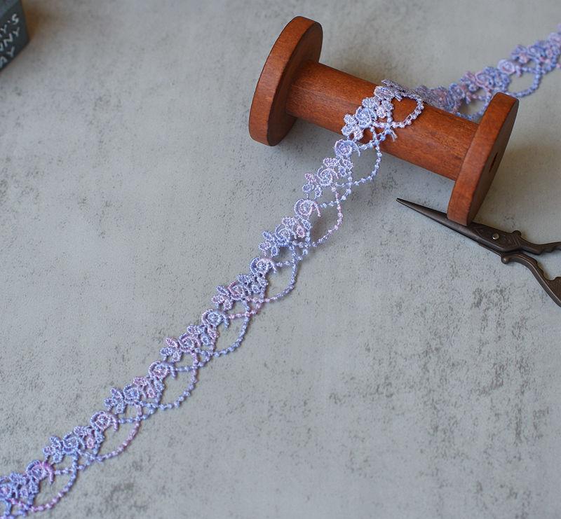 Colorful 2cm Floral Polyester Lace Trim for DIY Clothing Accessories