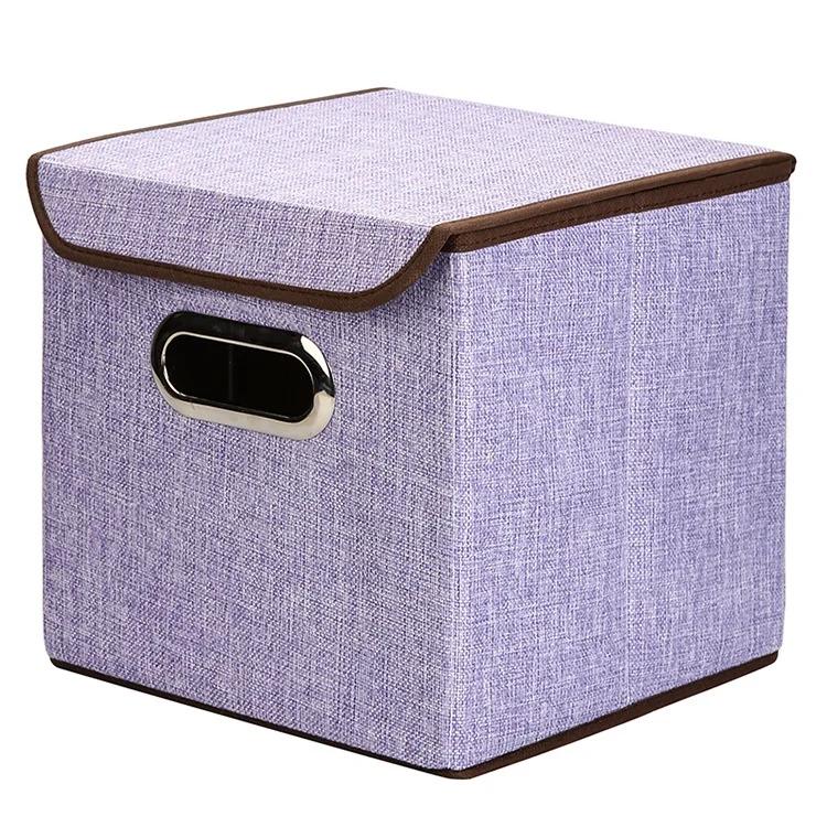 Square Folding Cotton Linen Clothing Storage Box Large Wardrobe Rectangle Bin Organizer with Cover Portable Container