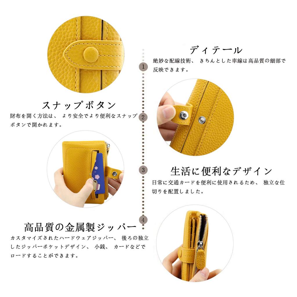 Bifold Short Genuine Cowhide 13 Card Coin Bill Compact and Large Small but Excellent Storage Capacity [F.ZH] Women's Wallet, Wallet, Leather, Slots,