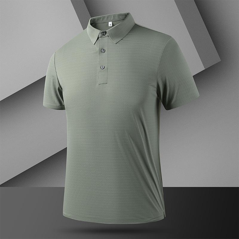 Jin Ammonia Corrugated Solid Color Seamless Taped POLO Shirt Men's Business Lapel Breathable Quick-drying Top