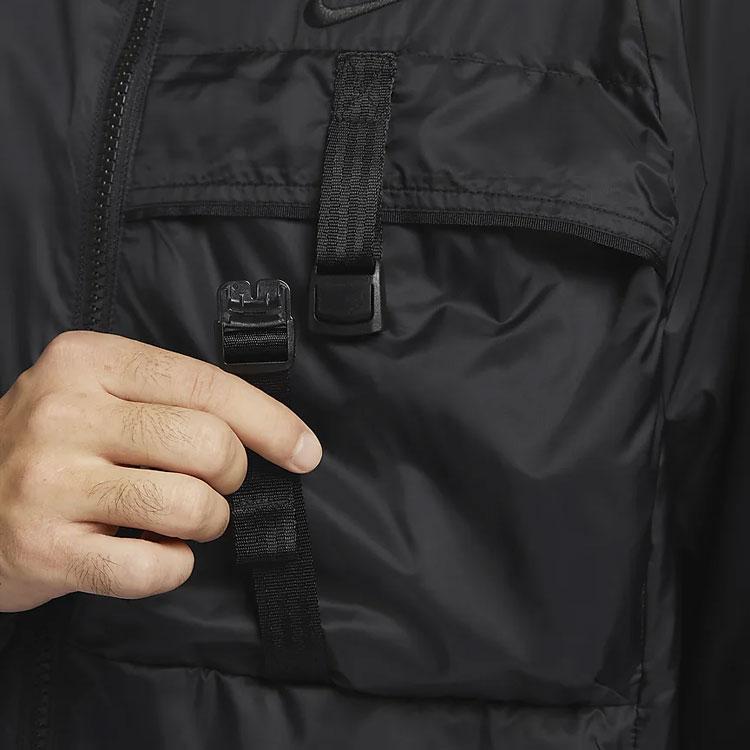 Nike Sportswear Tech Woven Solid Logo Long Sleeve Jacket Men Jackets Black FB7904-010