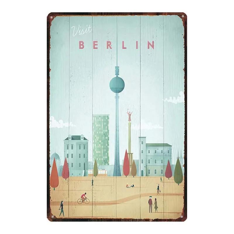 Vintage Paris Champagne Metal Tin Sign Wine Travel Souvenir Wall Art for Bar Restaurant Home Decor xCM