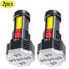 LED Super Bright Rechargeable Flashlight Waterproof Long Range Spotlight COB Light Battery Display Outdoor Camping Torch