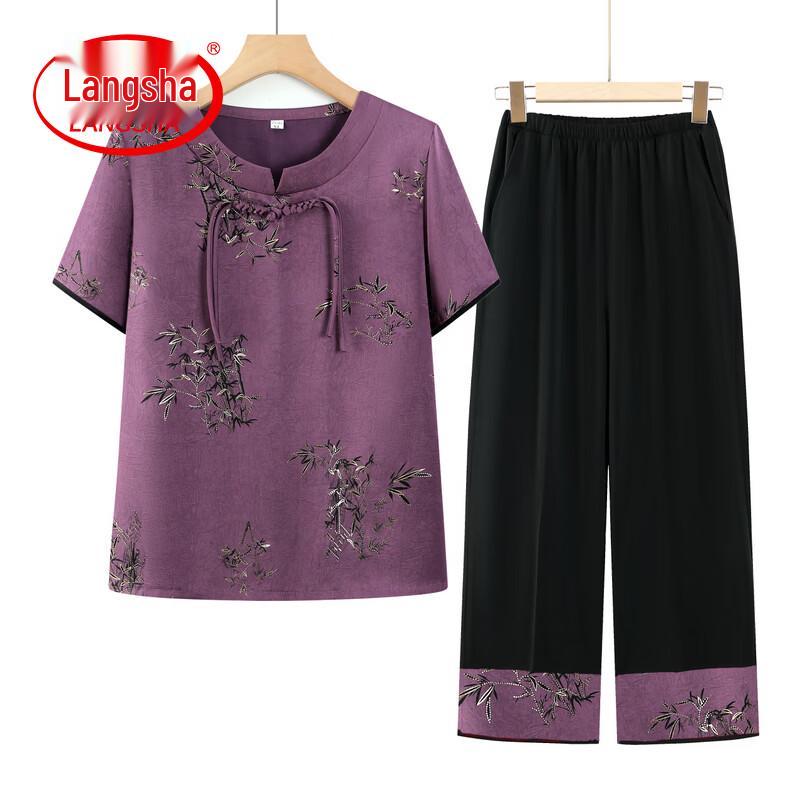LangSha Women s Summer Mid-Sleeve Two-Piece Set 5XL