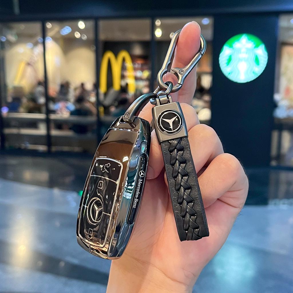 PZQ2 Car Key Bag Case Cover For Mercedes Benz 2023 2024 Glc300L Glc260L C260L C20 C Class Car Key Cover Suede Shell Protector Styling