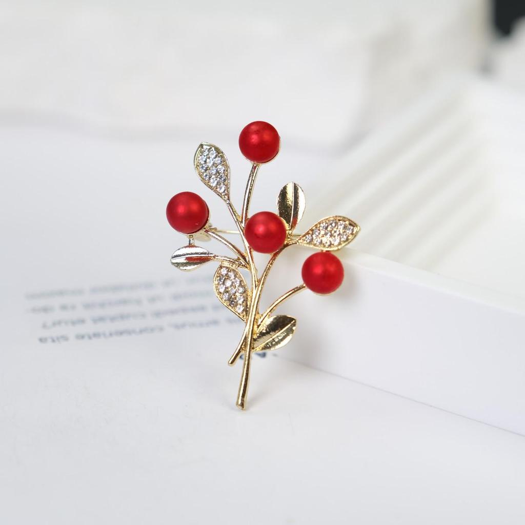 Chinese Red Lucky Tree Brooch: Wedding Celebration Corsage & Clothing Accessory