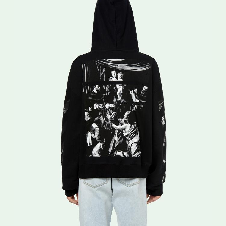 Off-White Caravaggio Square Over Sweatshirt Black Men Tops OMBB037S20E300051088