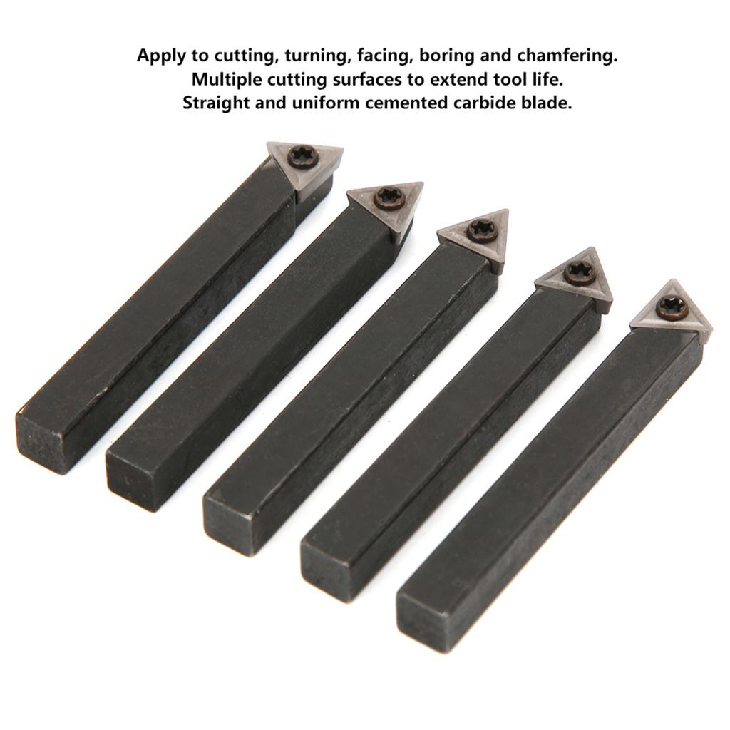 5Pcs 14in Indexable Turning Tool Set Cemented Carbide Machining Lathes Cutting Facing Tools