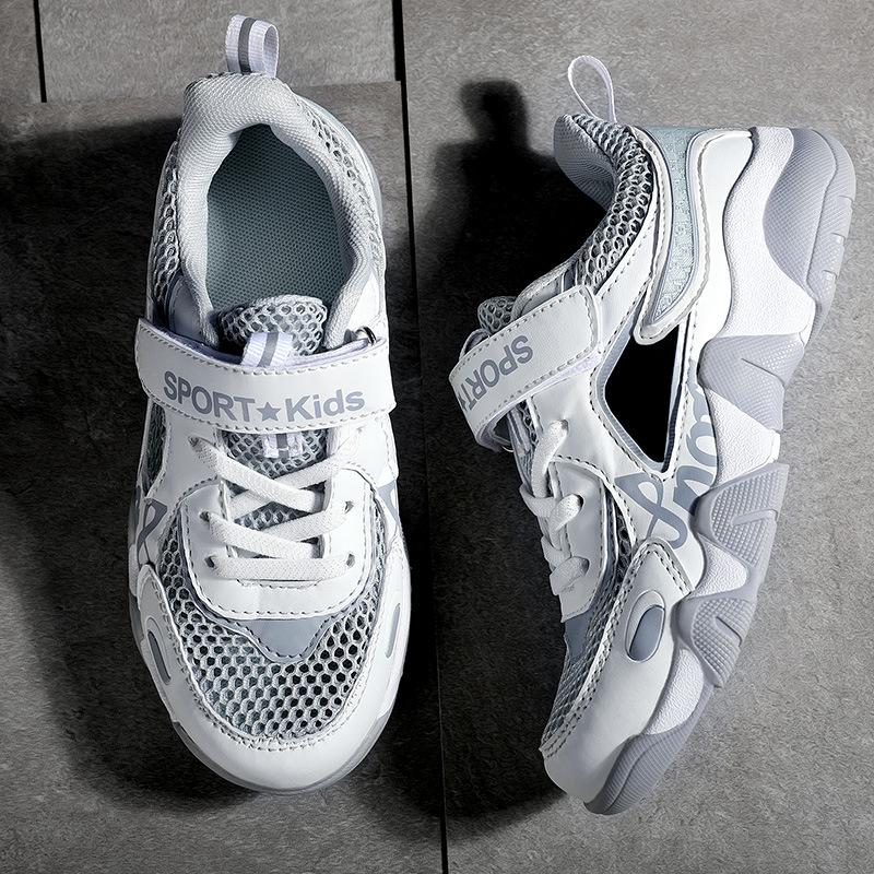 Boys Shoes 2025 New Summer Middle and Older Children's Single Mesh Shoes Hollow Breathable Boys Frame Shoes Children's Sports Shoes