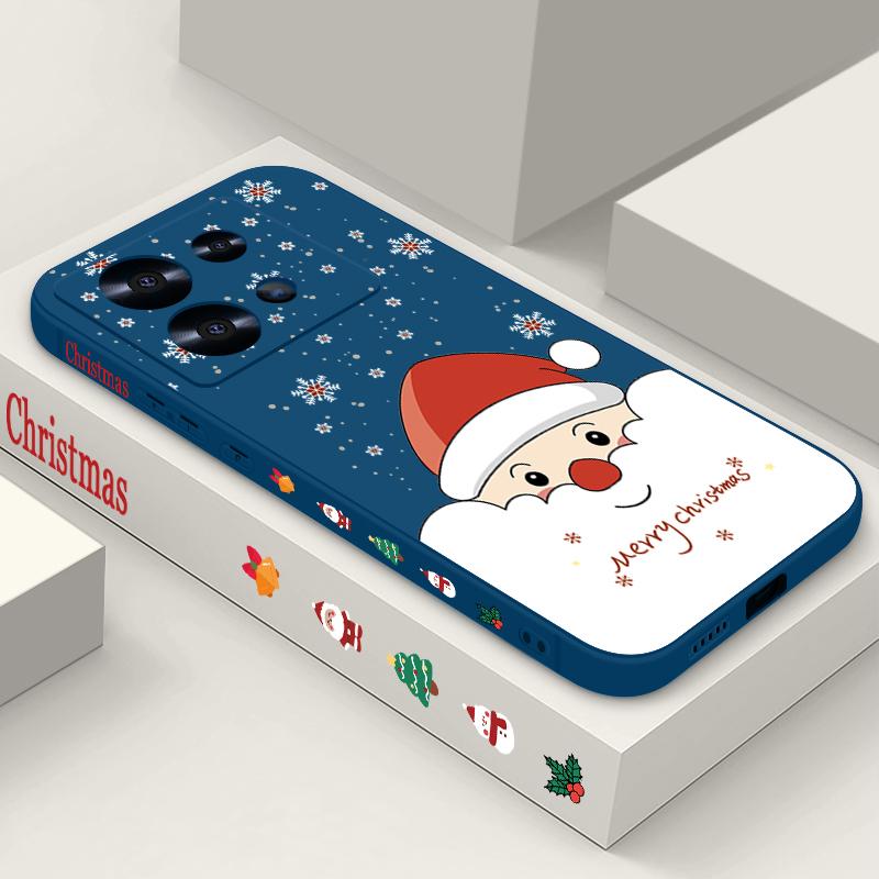 Cute Santa Claus Printed Lanyard Phone Case For Xiaomi Redmi Note 14 13 12 Pro Note 13 14 Pro Plus 5G 13 13C 4G 11 10 Pro Soft Silicone Cover