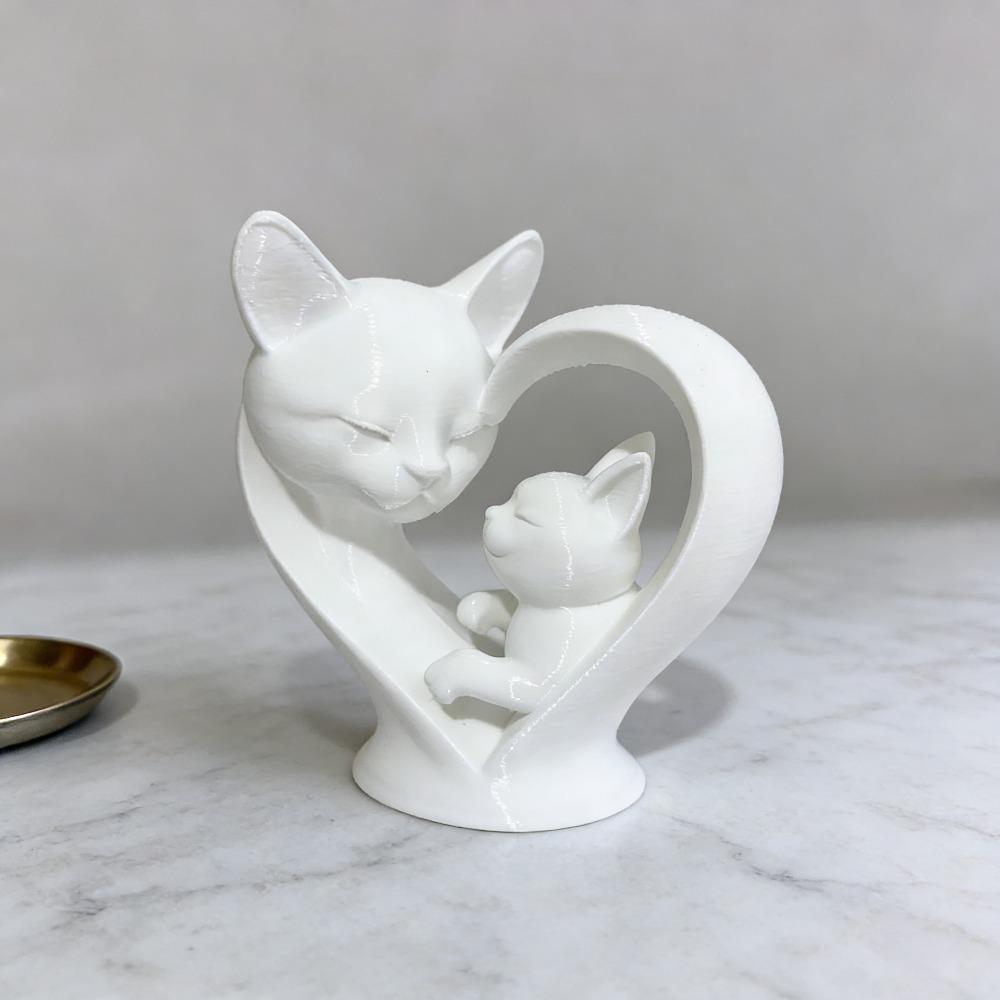 Love Mother Child Meow Statue Ornament, Parent Child Cat Sculpture, Cute Kitten Decoration, Ideal Gift for Cat Lovers