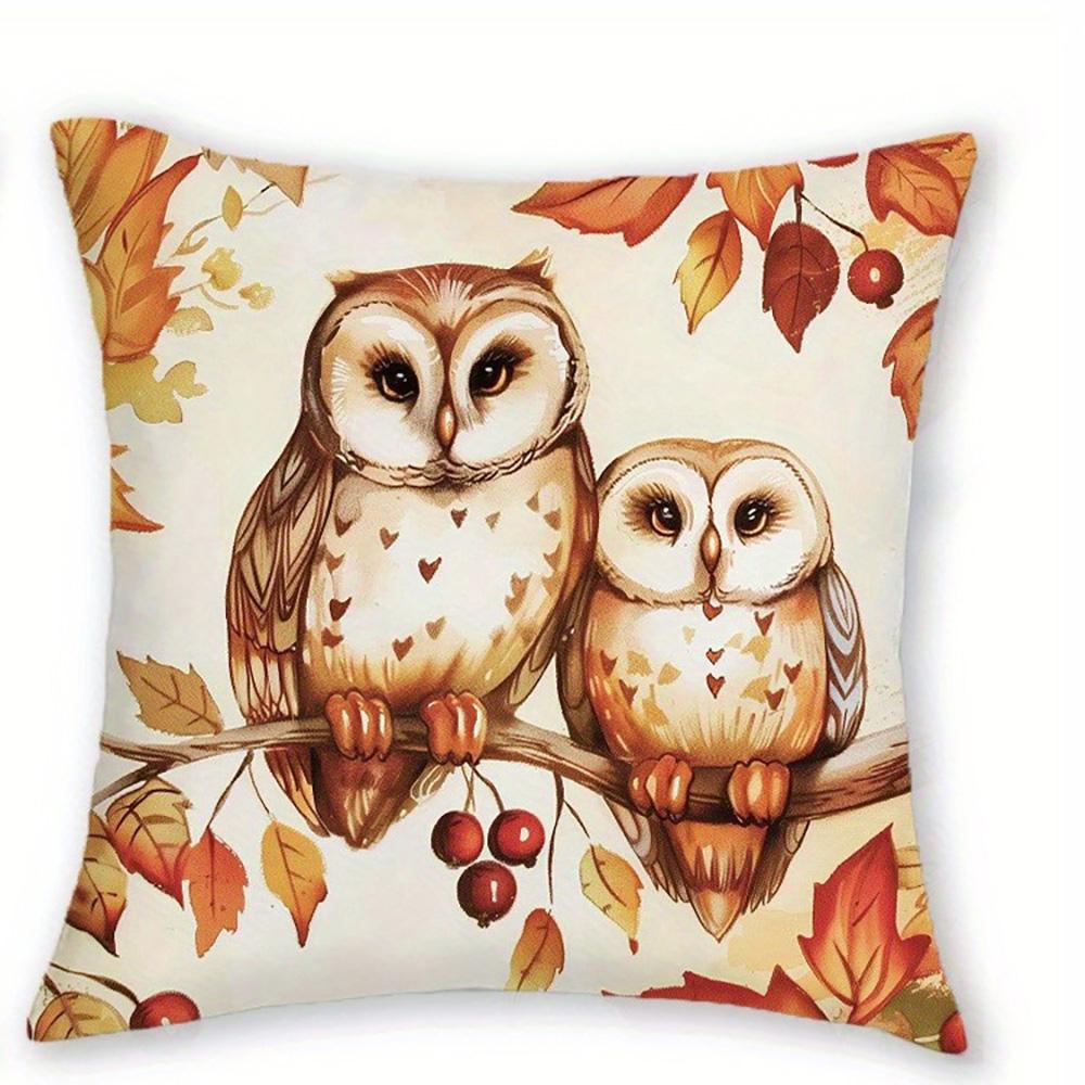 

Autumn Forest Animal-Print Pillowcases: Deer, Owls, Raccoons, and Foxes Sofa cushion cover home room decoration 2D flat printing 16x16Inch
