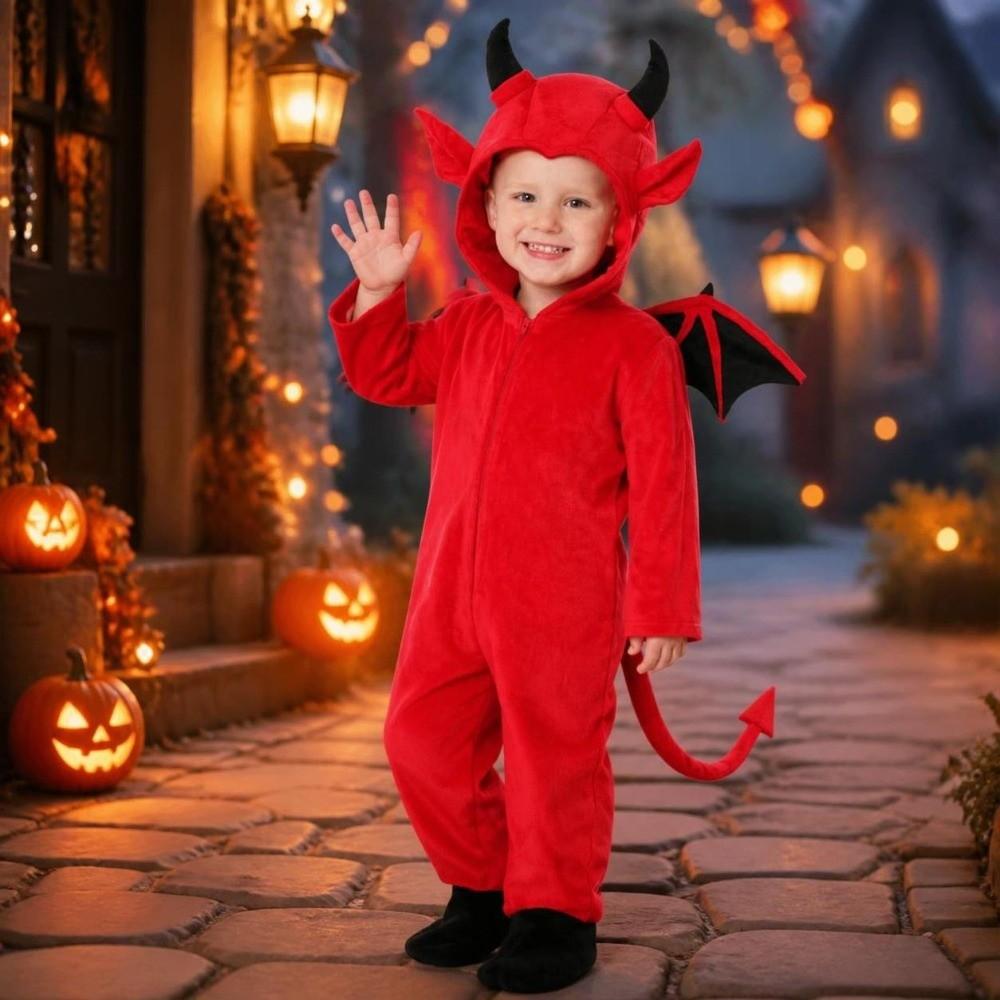 Bat Wings Halloween Bat Bodysuit Red Kids Cosplay Costume Little Devil Jumpsuits All Saints' Day