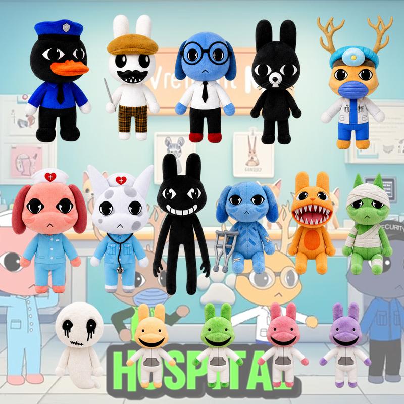 Nuovo Gioco Horror Ospedale per Animali Peluche Cane Blu Morbido Ripieno Cartone Animato Bambola da Collezione Per Fan Decorazione Regalo Coccoloso