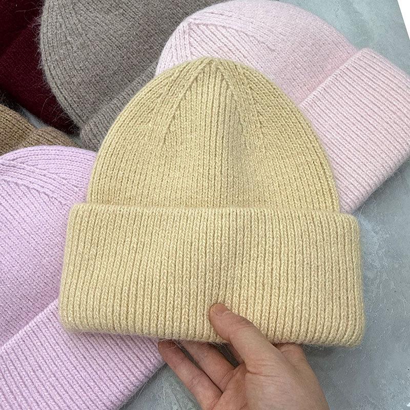 Hat Women's Autumn and Winter Wool Hat Casual Warm Versatile ins Knitted Hat Solid Color Light Board Cold Hat Men's Trend