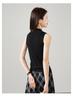 Sheep wool semi high neck knitted vest for women in spring 2026, versatile and slimming sleeveless top