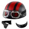 Motorcycle Leather Helmet Retro Personalized Summer Helmet Four Seasons Fashion Half Helmet Windproof Gift Mirror