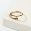 Unisex Minimalist Twisted Double Bead Open Titanium Steel Ring