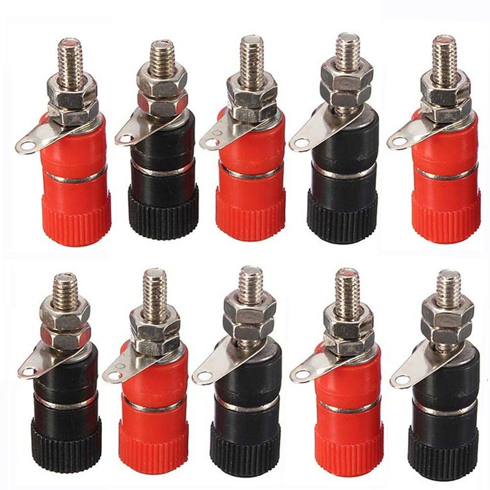 10Pcs JS-910B JS-919 Terminal Wire Connectors Female 4mm Banana Plugs Black Red Binding Post Jack Socket Mounter