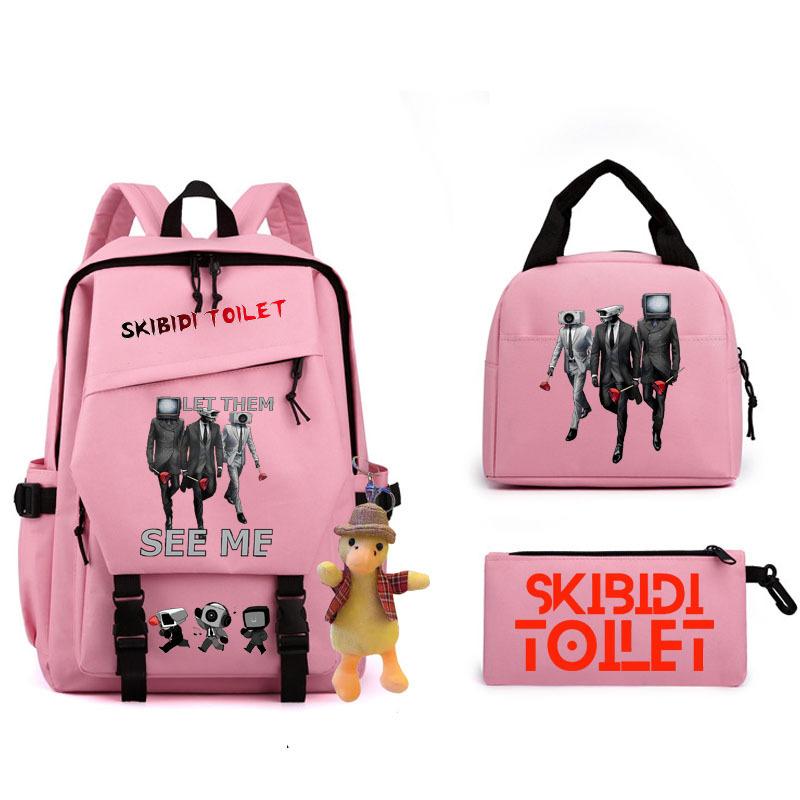 2023 Cross-border New Product Skibidi Toilet Man Spoof School Bag Elementary School Student Backpack Satchel Pencil Bag
