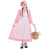 Halloween Floral Farm Dress Girls Long Sleeve Medieval Maid Costume Outfit