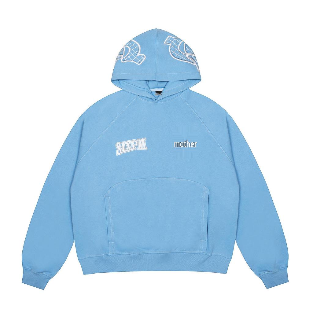 Trendige 6PM schwere Baumwoll-Reißverschlussjacke: Lockerer Schnitt, Streetwear-Stil mit aufgesetzter Stickerei.