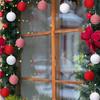 9PC/Set Foam Window Decoration Linen Rope Xmas Tree Christmas Ball Ornaments Home Decor Hanging Decorations Farmhouse