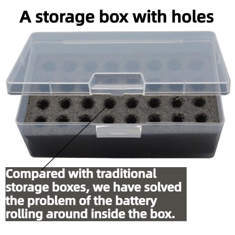 32 Compartment Battery Storage Box with Safety Device Lining-Heavy-Duty PP Plastic AA/AAA Battery Storage Box with Lid