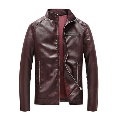 New Men's Coat Casual Leather Clothing Men's Motorcycle Clothing Trendy Coat Korean-Style Stand Collar PU Leather Jacket