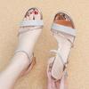 Summer new elegant imperial sister one-word buckle strap thick heel fashion high heel sandals women