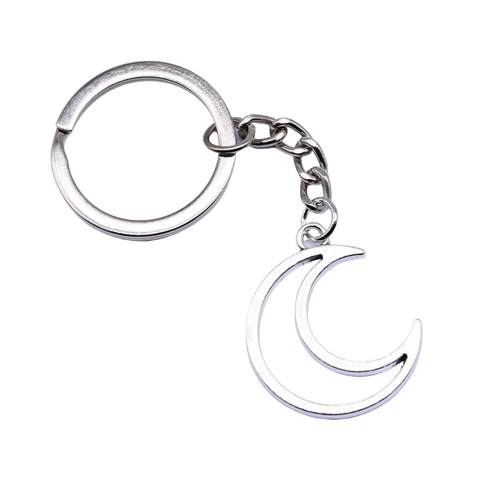 Dreifachmond Pentagramm Anhänger Schlüsselanhänger Stern Wicca Thema Schlüsselring 28mm