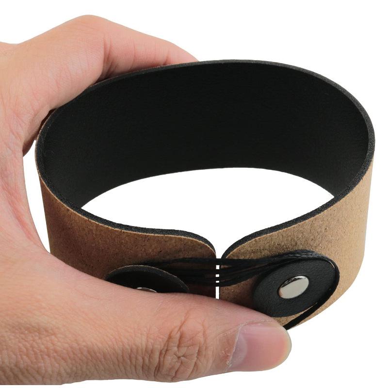 Cork Leather Heat-Insulating Coffee Cup Sleeve with Rope