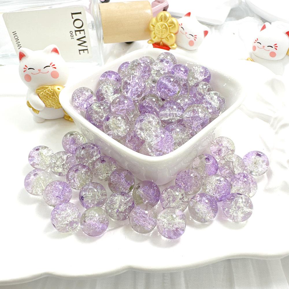 10mm Crackle Glass Round Beads, Loose Spacer Beads DIY Accessories for Bracelet Making 50pcs