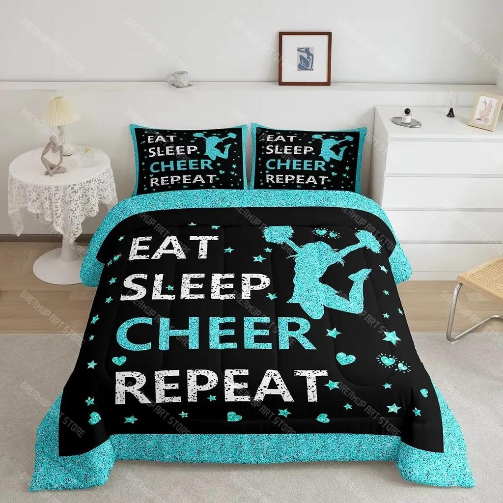 Cheerleader Duvet Cover Set Gymnastics Lovers Kids Girls Women King Size Bedding Set Vibrant Cheerleader Decor Comforter Cover