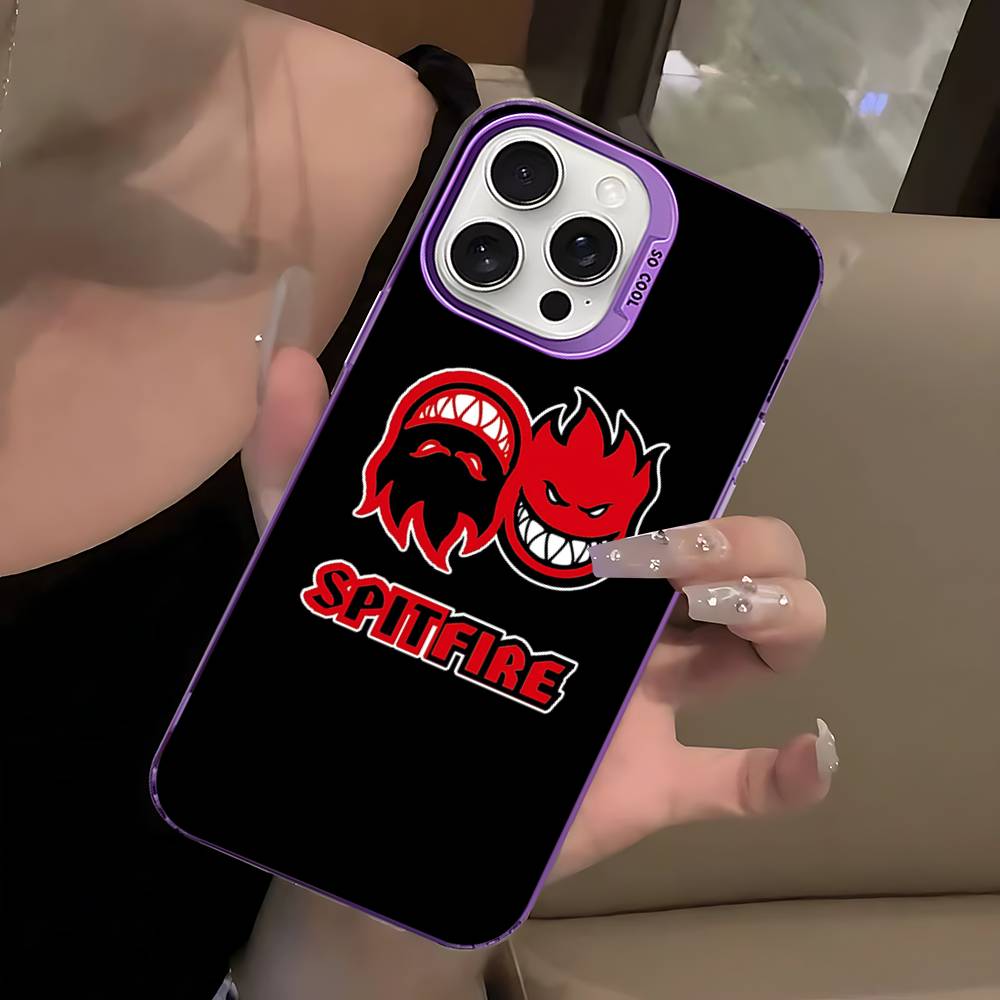 Fashion S-Spitfire Skateboard Phone Case Color Silver Shell For LPhone 17 16 16e 15 14 13 12 11 Pro Max Plus