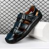 Popular leather cowhide stitched slippers men's summer new outdoor men's beach sandals men's trend