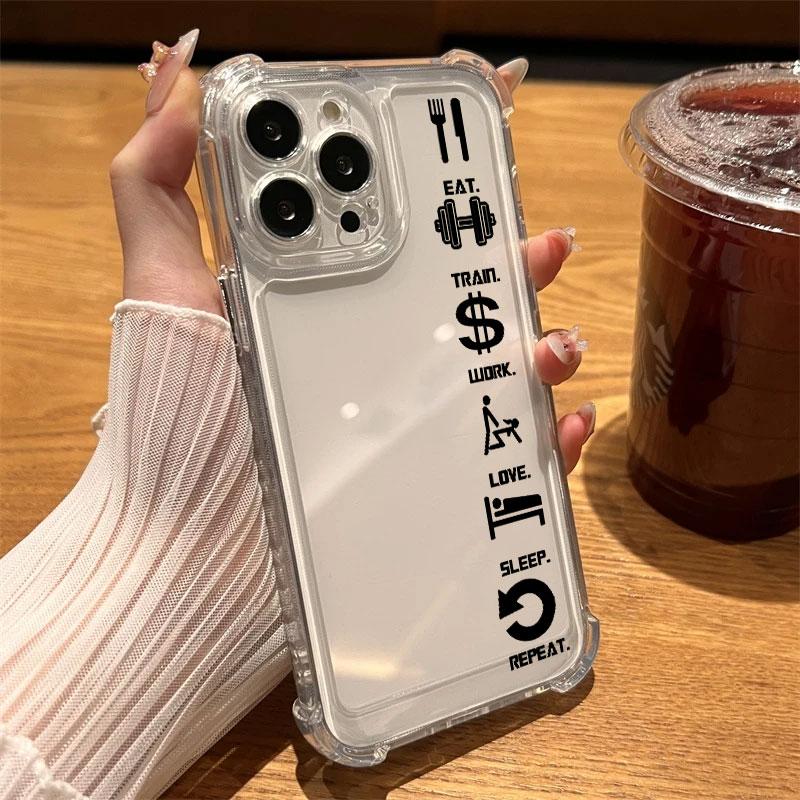 

Eat Sleep Train Lift Phone Case Clear For iPhone 17 16 14 15 11 12 13 Pro Max 16E 15 Plus 17 Air Soft Shockproof Anti-fall Cover iPhone 11 Pro