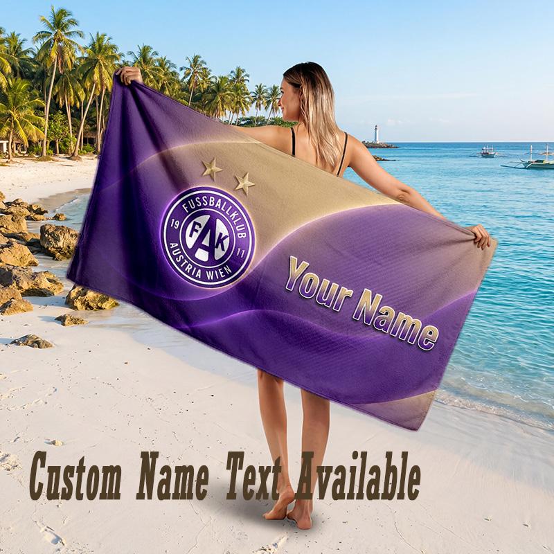 Austria Wien FC Design Beach Towel Custom Text Large Towel for Beach Vacation