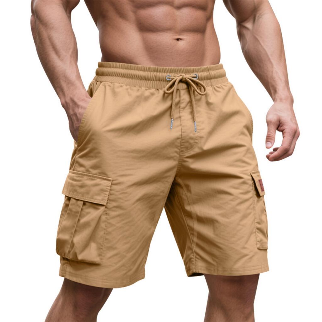 Men Drawstring Loose Fit Casual Straight Leg Cargo Shorts with Multiple Pockets for Daily Commute and Outdoor Activities