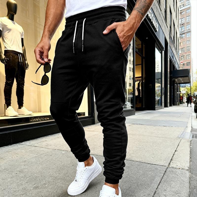 Slim fit joggingbroek voor heren met elastische tailleband en trekkoord, casual sportbroek met zakken.