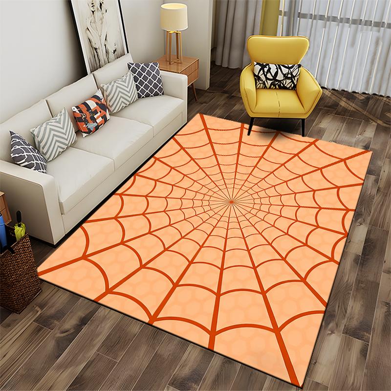 Spider Web Pattern Orange Modern Living Room Carpet Rug Decor Suitable for use as an anti-slip for living room bedroom sofas