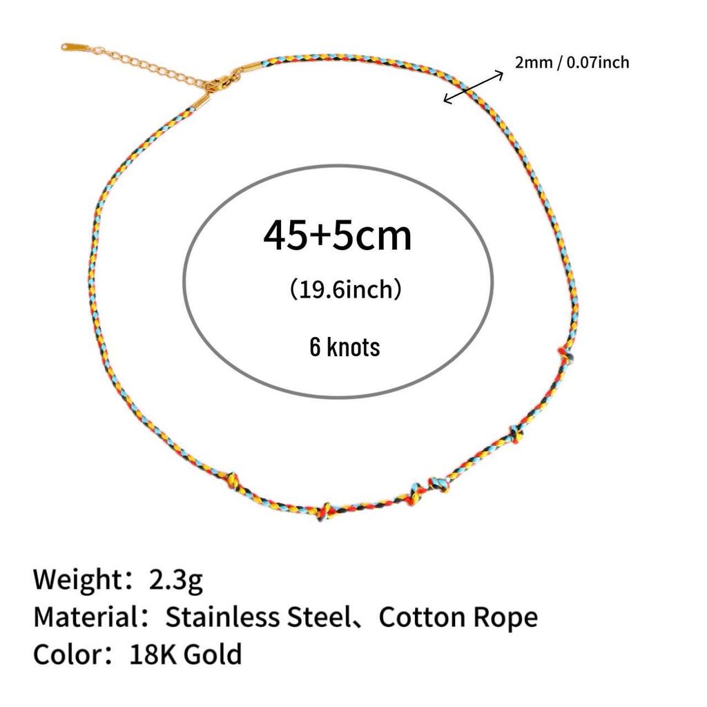 Colorful Dopamine Hot Girl Beach Necklace - European & American Style Cotton Rope Chain