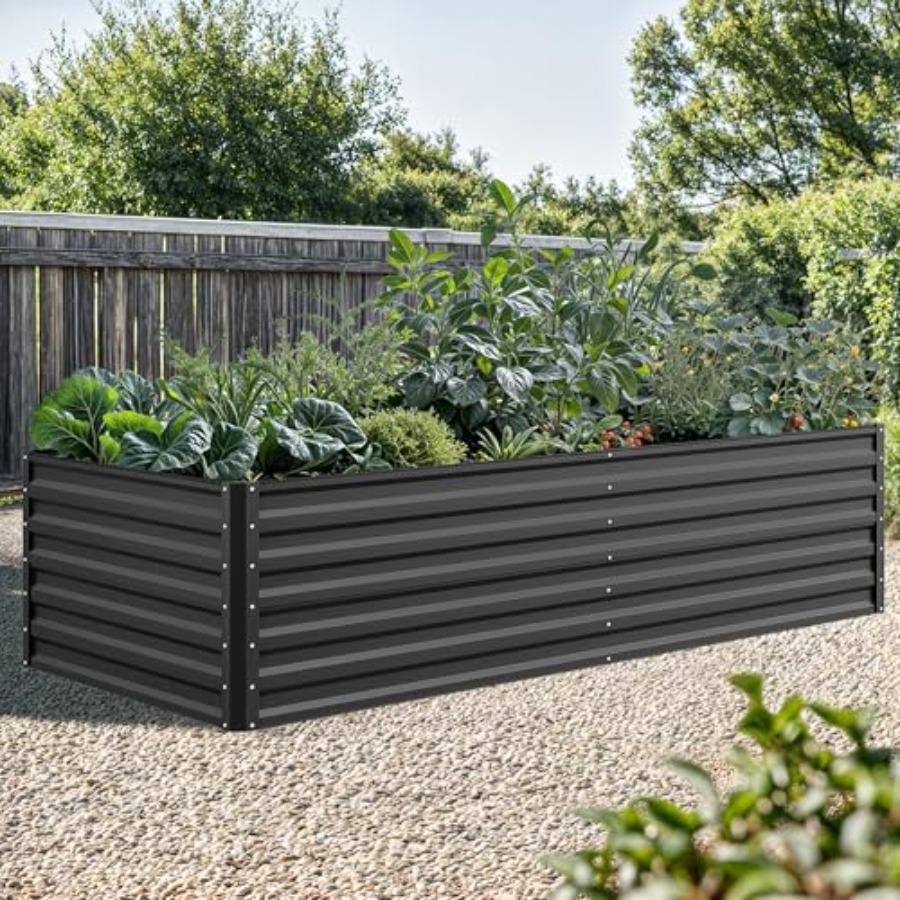

96x48x24 in Galvanized Raised Garden Bed Kit Large Metal Planter Box with Gloves Safety Rubber Support Rod Outdoor Flower Bed f United States