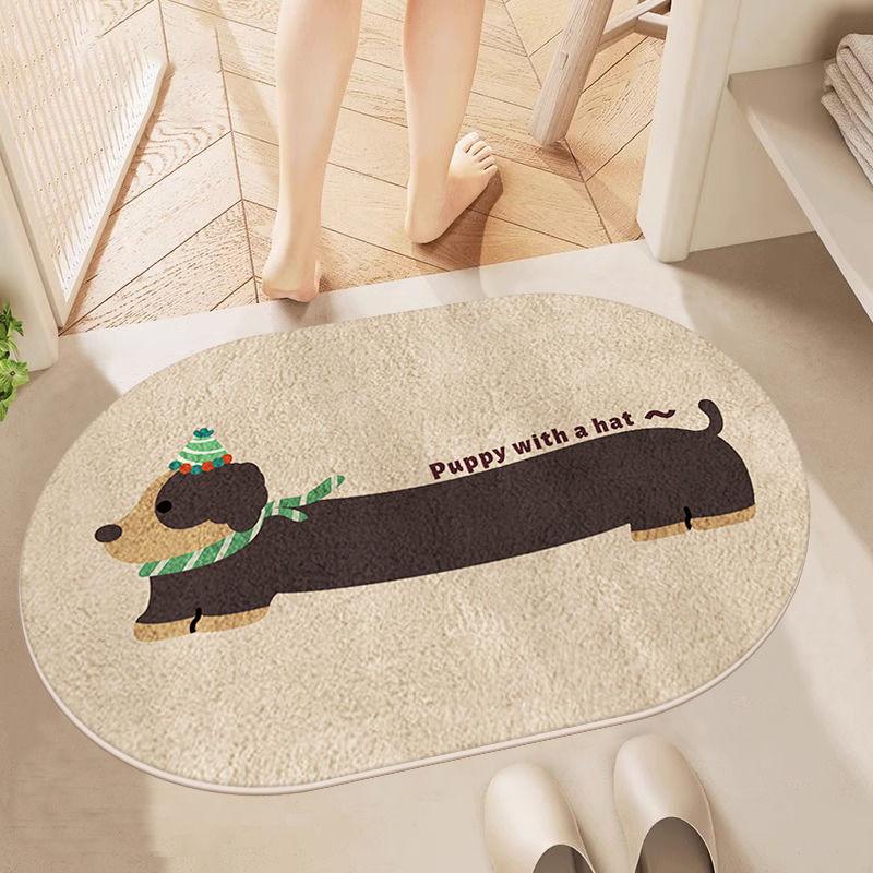 Imitation Cashmere Bathroom Absorbent Floor Mat Cartoon Bathroom Thickened Toilet Door Mat for Household Use