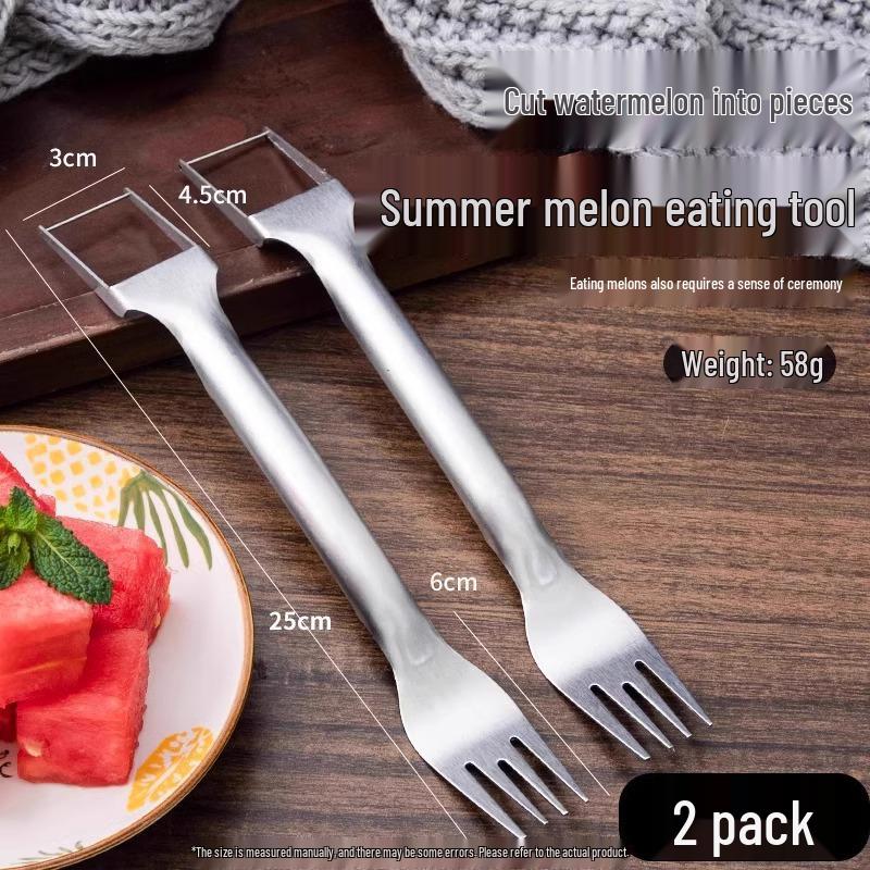 Stainless Steel Dual-Headed Watermelon Cutter & Fruit Fork