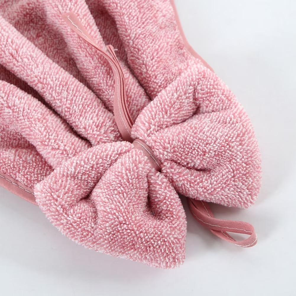 2Pcs Coral Fleece Towels Hand-Wiping Towels Bathroom Kitchen Use Hanging Towel Set 33cm x 33cm Peach