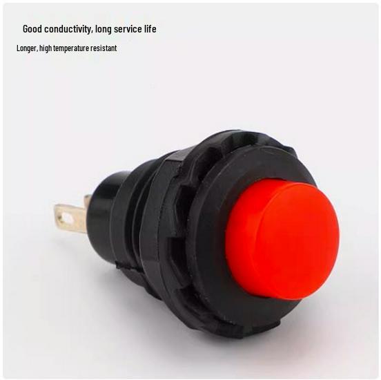 12mm DS-502 Round Head Non-Locking Momentary Button Switch, Self-Resetting, Normally Open, in Red, Yellow, Blue, and White
