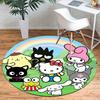 1pc Adorable Sanrio Family Printed Office Chair Carpet Round Rug Under The Table, Perfect for Living Room, Bedroom, Kitchen, Non-slip Floor Mat